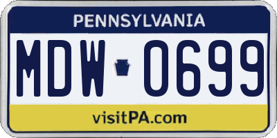 PA license plate MDW0699