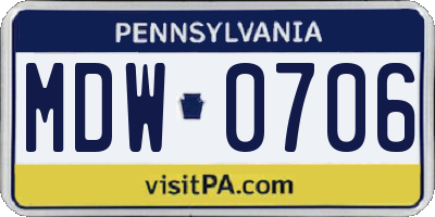 PA license plate MDW0706