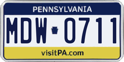 PA license plate MDW0711