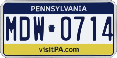 PA license plate MDW0714