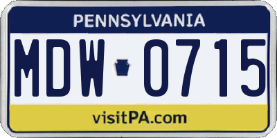 PA license plate MDW0715