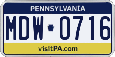 PA license plate MDW0716