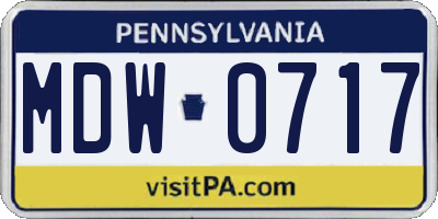PA license plate MDW0717