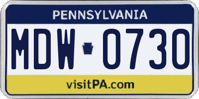 PA license plate MDW0730