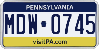 PA license plate MDW0745