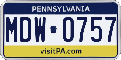 PA license plate MDW0757
