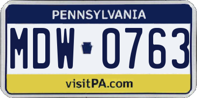 PA license plate MDW0763