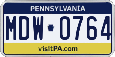 PA license plate MDW0764