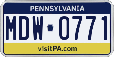 PA license plate MDW0771
