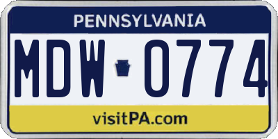 PA license plate MDW0774