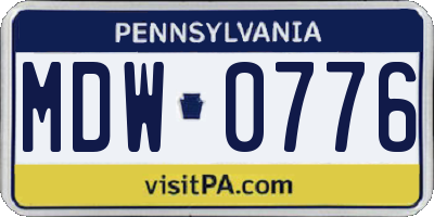 PA license plate MDW0776