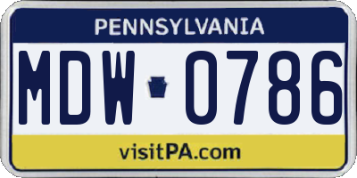 PA license plate MDW0786