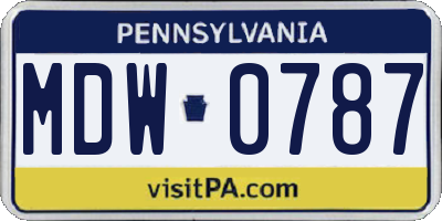 PA license plate MDW0787