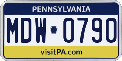 PA license plate MDW0790