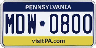 PA license plate MDW0800