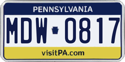 PA license plate MDW0817