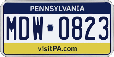 PA license plate MDW0823