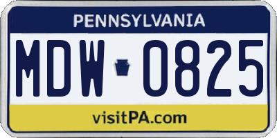 PA license plate MDW0825