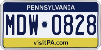 PA license plate MDW0828