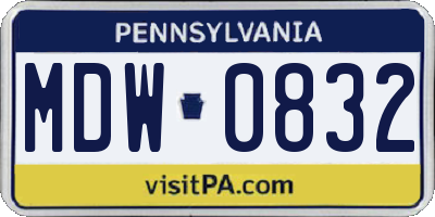 PA license plate MDW0832