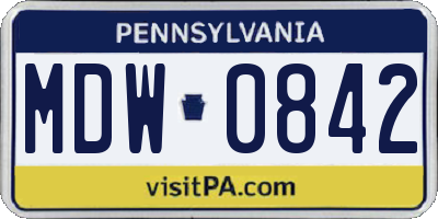 PA license plate MDW0842