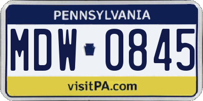 PA license plate MDW0845