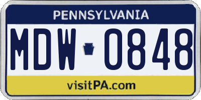 PA license plate MDW0848