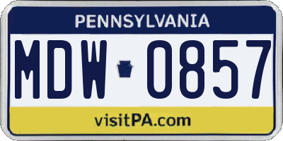 PA license plate MDW0857