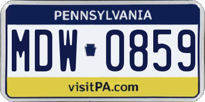 PA license plate MDW0859