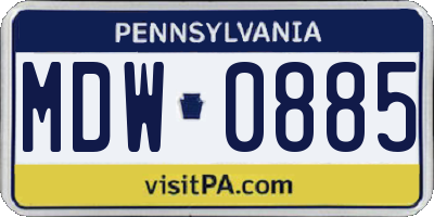 PA license plate MDW0885