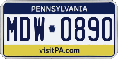 PA license plate MDW0890