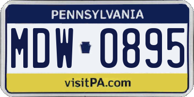 PA license plate MDW0895