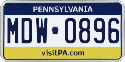 PA license plate MDW0896