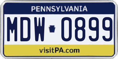 PA license plate MDW0899
