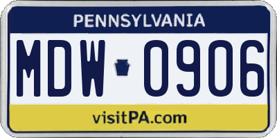 PA license plate MDW0906