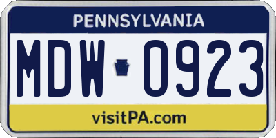 PA license plate MDW0923