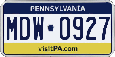 PA license plate MDW0927