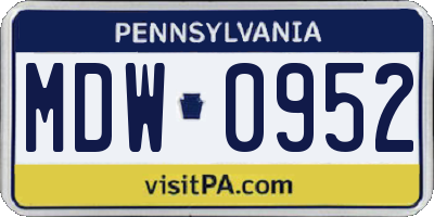 PA license plate MDW0952