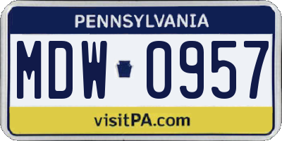 PA license plate MDW0957