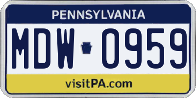 PA license plate MDW0959