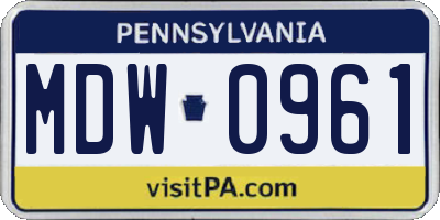 PA license plate MDW0961