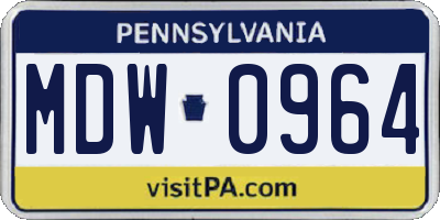 PA license plate MDW0964