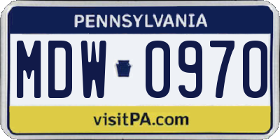 PA license plate MDW0970