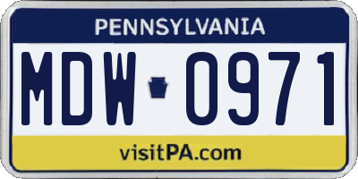 PA license plate MDW0971