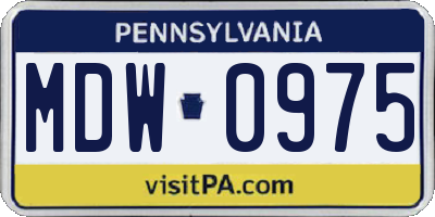 PA license plate MDW0975