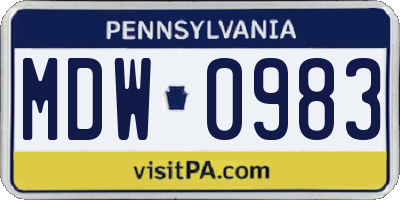 PA license plate MDW0983