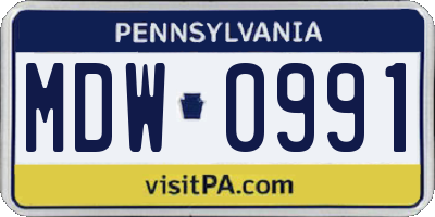 PA license plate MDW0991