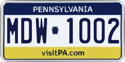 PA license plate MDW1002