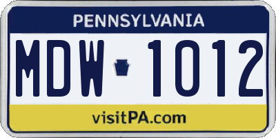 PA license plate MDW1012