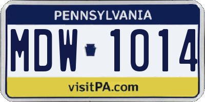 PA license plate MDW1014
